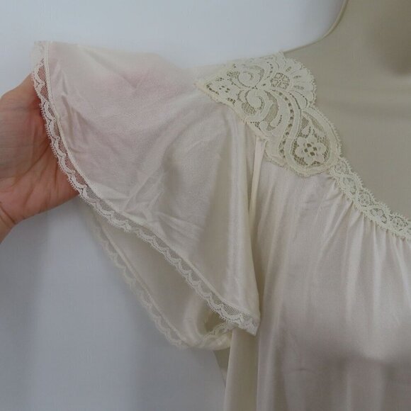 Miss Elaine Women Small Ivory Lace Trim Nightgown Dress Vintage Union Made USA - Picture 4 of 11